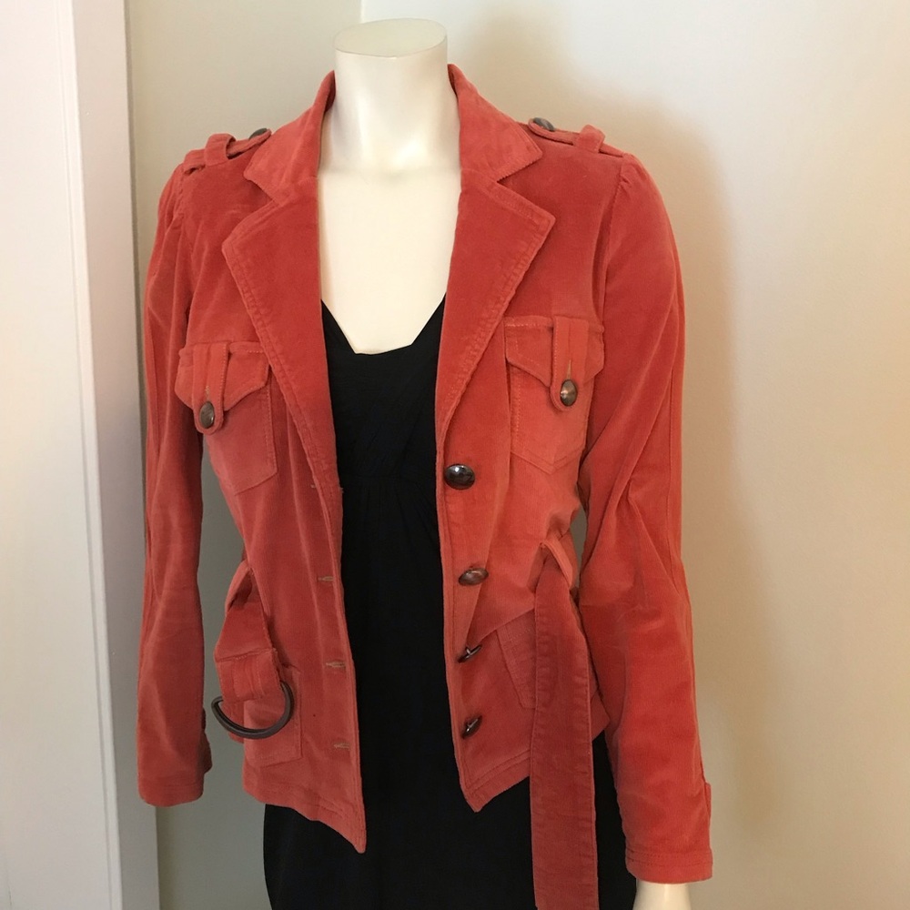 Tulle Orange Utility Jacket with Notched Lapel